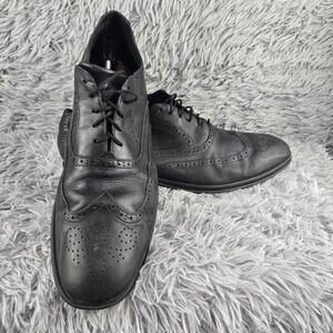 Rockport APM28481 Mens 14M Black Leather Lace Up Almond Toe Wingtip Shoes *Flaw